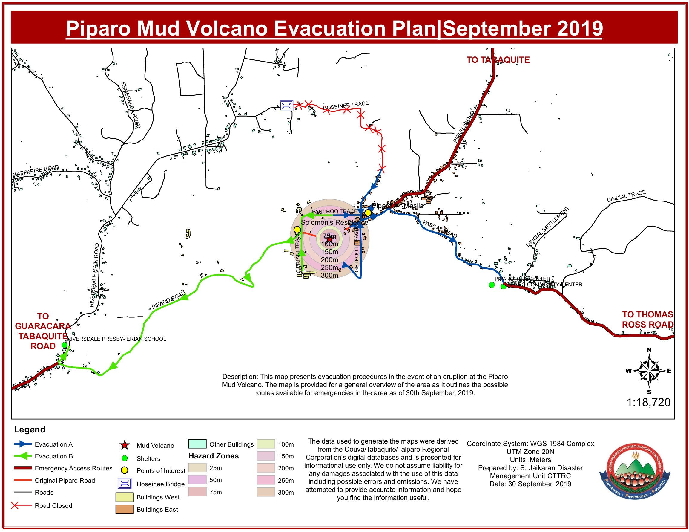 The Piparo Mud Volcano Evacuation Plan as of September 2019.