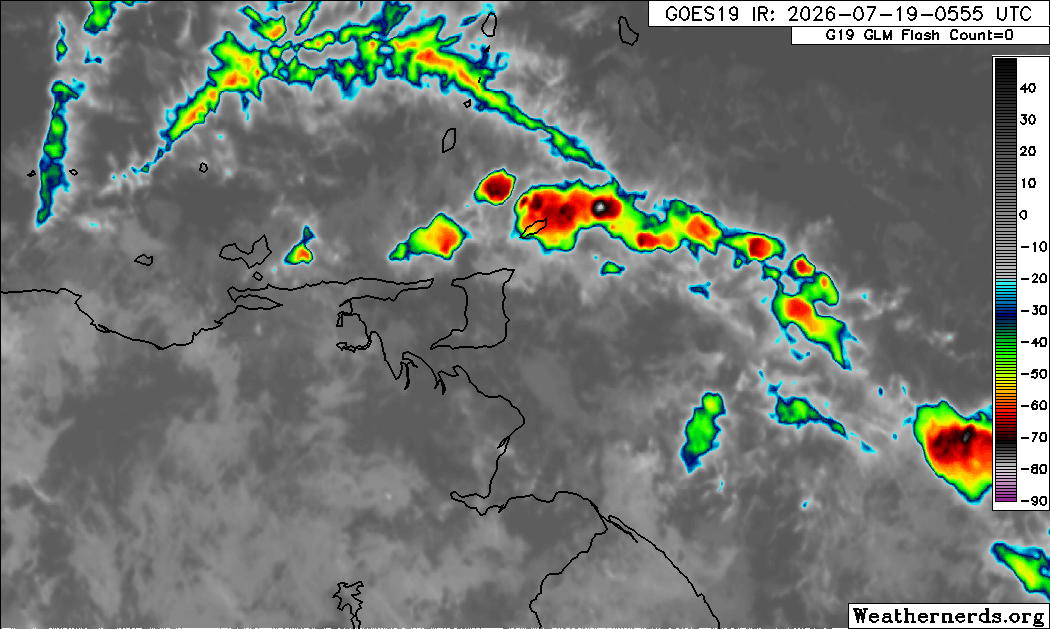 Activity associated with the ITCZ and Tobago Wave 27 across Trinidad and Tobago (Weathernerds.org)